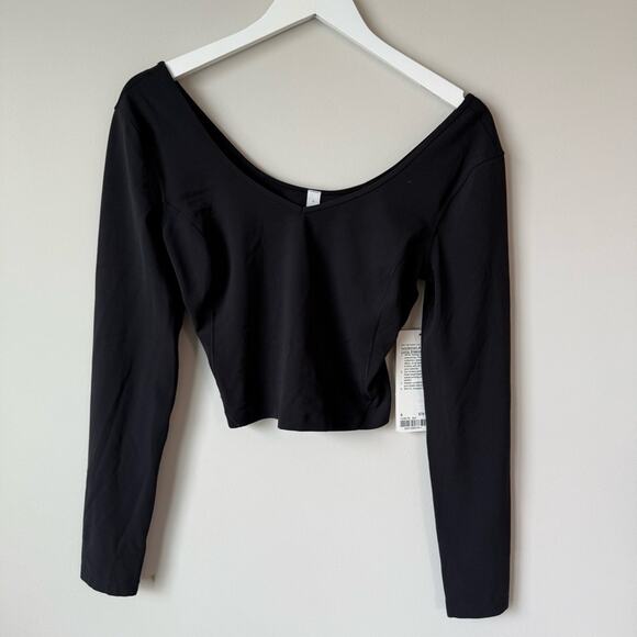 NEW lululemon | Black Align Long Sleeve Cropped Top - Picture 1 of 6